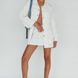 With The Band Accent Stitch Mini Skirt White