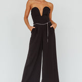Kayte Strapless Belted Waist Jumpsuit Black