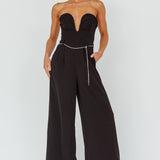 Kayte Strapless Belted Waist Jumpsuit Black