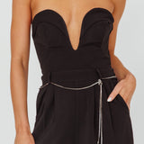 Kayte Strapless Belted Waist Jumpsuit Black
