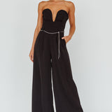 Kayte Strapless Belted Waist Jumpsuit Black