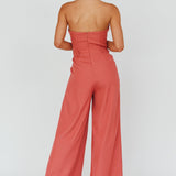 Kayte Strapless Belted Waist Jumpsuit Rose