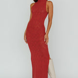 Elisa Sleeveless Crochet Maxi Dress Berry