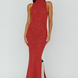 Elisa Sleeveless Crochet Maxi Dress Berry