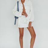 Back Row Oversized Pocket Jacket White