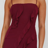 Catriona Split Ruffle Midi Dress Grape