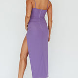 Catriona Split Ruffle Midi Dress Mauve