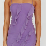 Catriona Split Ruffle Midi Dress Mauve