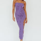 Catriona Split Ruffle Midi Dress Mauve