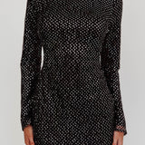 Lakshmi Long Sleeve Open Back Mini Dress Spangle Black