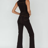 Jazelle Button Front Jumpsuit Black