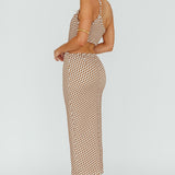 Cinzia One-Shoulder Cut-Out Midi Dress Brown