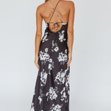 Lyndel Tied Back Slip Midi Dress Black