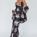 Lyndel Tied Back Slip Midi Dress Black
