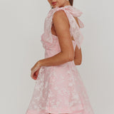 Oliana Tied Shoulders Keyhole Mini Dress Blush