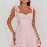 Oliana Tied Shoulders Keyhole Mini Dress Blush
