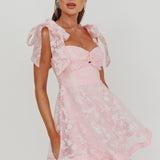Oliana Tied Shoulders Keyhole Mini Dress Blush