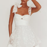 Oliana Tied Shoulders Keyhole Mini Dress White