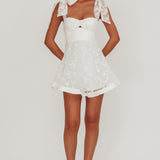 Oliana Tied Shoulders Keyhole Mini Dress White