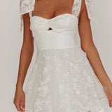 Oliana Tied Shoulders Keyhole Mini Dress White