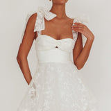 Oliana Tied Shoulders Keyhole Mini Dress White