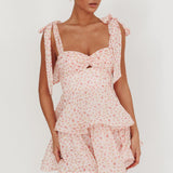 Oliana Tied Shoulder Tiered Mini Dress Peach