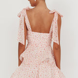 Oliana Tied Shoulder Tiered Mini Dress Peach