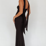 Oliana Strapless Mesh Maxi Dress Black