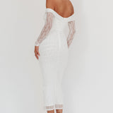 Oliana Off-Shoulder Mesh Maxi Dress White