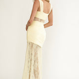 Oliana Twist Bust Lace Maxi Dress Lemon