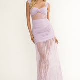 Oliana Twist Bust Lace Maxi Dress Lilac