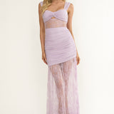 Oliana Twist Bust Lace Maxi Dress Lilac