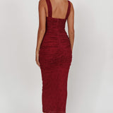 Oliana Lace Midi Dress Burgundy