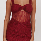 Oliana Lace Midi Dress Burgundy
