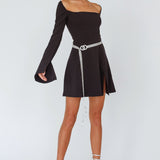 Kieran Long Sleeve A-Line Mini Dress Black