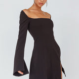 Kieran Long Sleeve A-Line Mini Dress Black