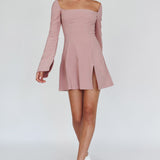 Kieran Long Sleeve A-Line Mini Dress Blush