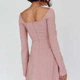 Kieran Long Sleeve A-Line Mini Dress Blush