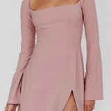 Kieran Long Sleeve A-Line Mini Dress Blush
