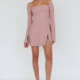 Kieran Long Sleeve A-Line Mini Dress Blush