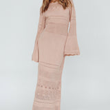 Gail Long Sleeve Crochet Maxi Dress Blush