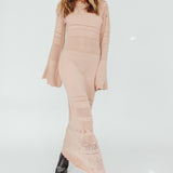 Gail Long Sleeve Crochet Maxi Dress Blush