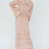 Gail Long Sleeve Crochet Maxi Dress Blush