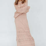 Gail Long Sleeve Crochet Maxi Dress Blush