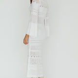 Gail Long Sleeve Crochet Maxi Dress White