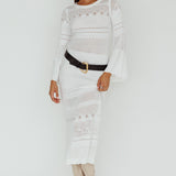 Gail Long Sleeve Crochet Maxi Dress White
