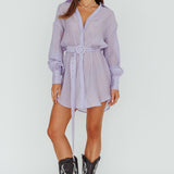Sady Long Sleeve Shirt Mini Dress Lilac