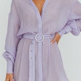 Sady Long Sleeve Shirt Mini Dress Lilac