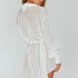 Sady Long Sleeve Shirt Mini Dress White