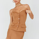 Valencia Strapless Bustier Top Mocha